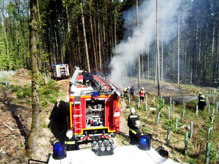 Eindämpfung des Brandes im Wald